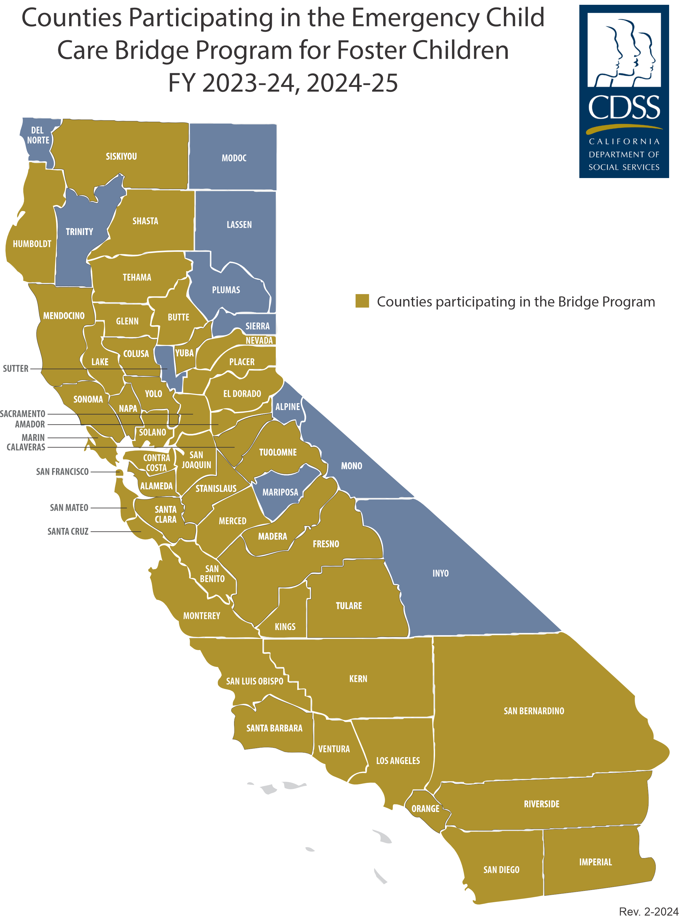 Counties participating in Bridge Program